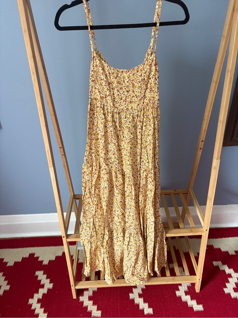 Faithfull the Brand Yellow Floral Maxi Dress with Spaghetti Straps